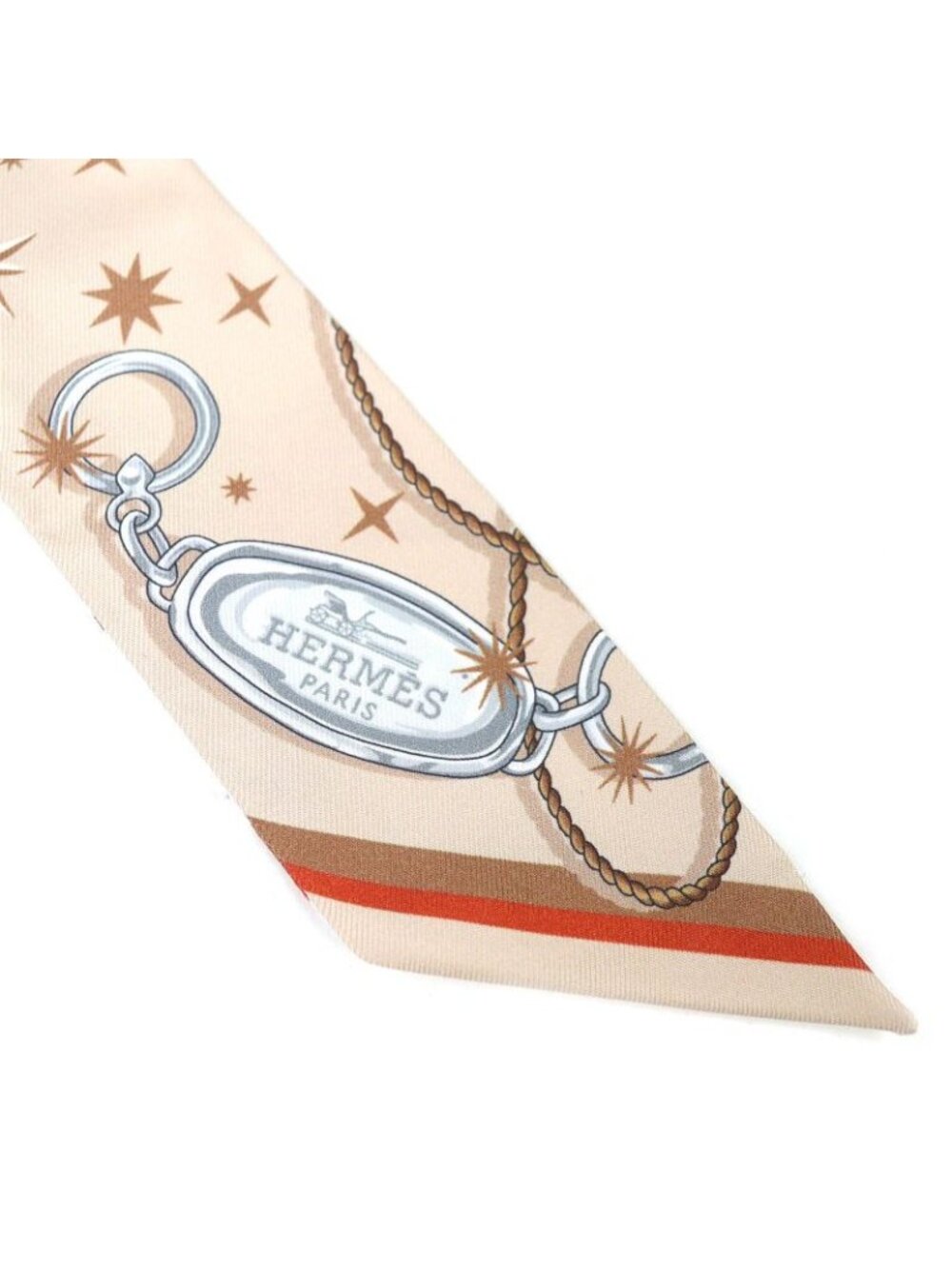 Hermes Twilly Sera Fete Silk Beige Rose Caramel White Scarf Recommended - Picture 4 of 9